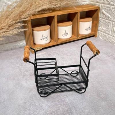 استند فلزی جا مایع کالسکه دسته چوبی