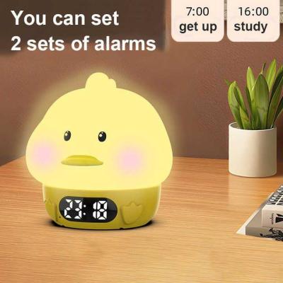 ساعت رومیزی دیجیتال وچراغ خواب سیلیکونی ضربه ای طرح جوجه اردک