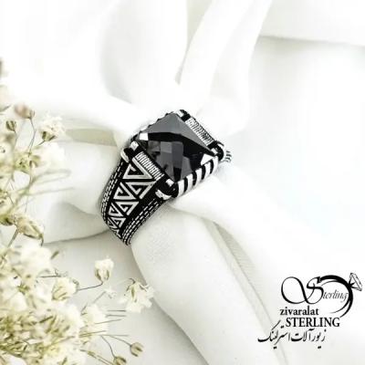انگشتر ترک اونیکس نقره 925 عیار کد 20230