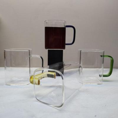 لیوان پیرکس مربع دسته رنگی 6*8