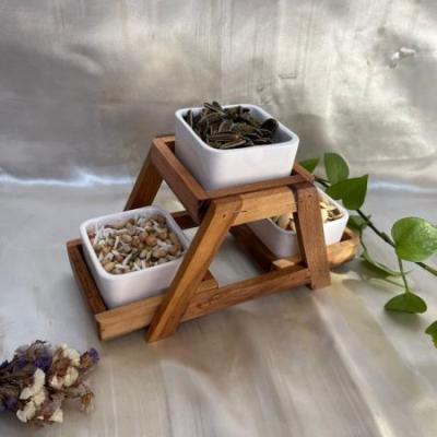 استند 2 طبقه مثلثی چوب راش