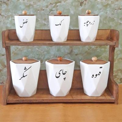 پاسماوری هندسی درب چوبی با استند