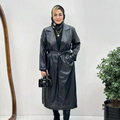 پالتو چرم بلند زنانه شیک رسمی 98243