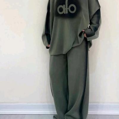 ست بلوز شلوار بافت زنانه مدل alo جنس بافت سفت و پرتراکم درجه یک و لطیف