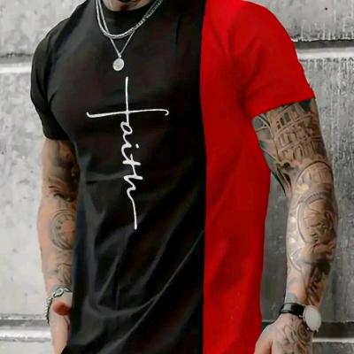 تیشرت مردانه مشکی قرمز پنبه طرح Faith