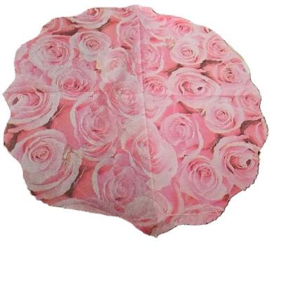 دستمال سفره طرح گل رز صورتی یکعددی