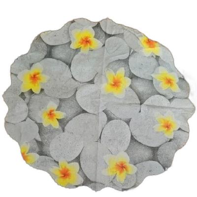 دستمال سفره زمینه طوسی گل زرد یکعددی