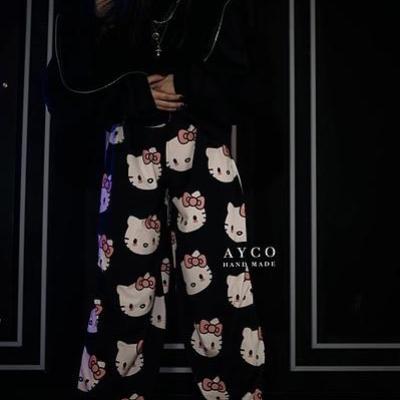 شلوار پیژامه هلو کیتی رنگ مشکی