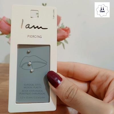 پیرسینگ نقره لب دو عددی برند i am