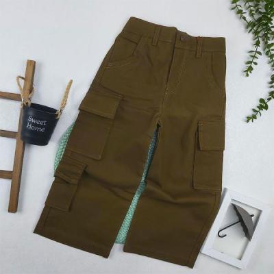 شلوار کارگو بچه گانه کتان سبز ارتشی 5 تا 13 سال کد 8288