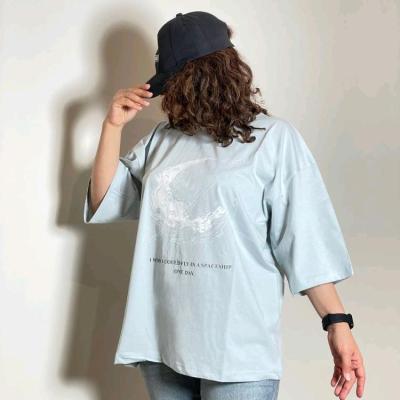 تیشرت زنانه دخترانه باکسی طرح ماه