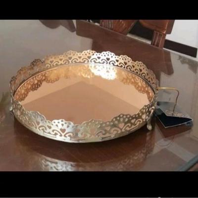 سینی آینه ای روکش برنج و برنز