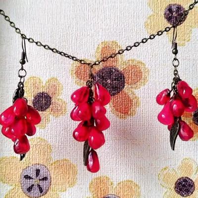 ست گردنبند و گوشواره دونه انار