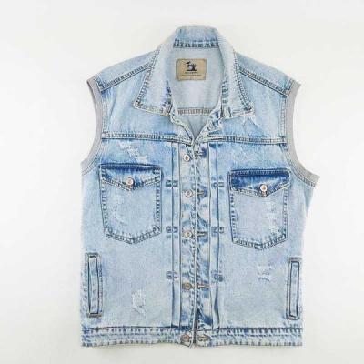 جلیقه جین مردانه آبی یخی کد 9162