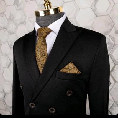 کت و شلوار دبل برست مردانه سوپر کش مشکی از سایز 44تا56