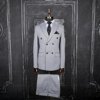 کت و شلوار مردانه نقره ای دیپلمات دبل برست