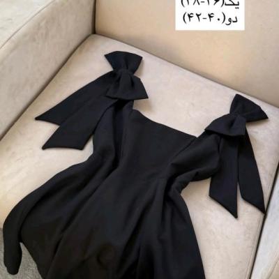 پیراهن زنانه کرپ مدل پاپیونی عروسکی