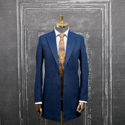 پالتو مردانه فوتر کشمیر آبی درباری دو دکمه