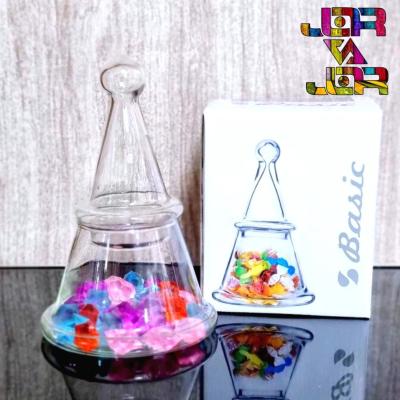 بانکه هرمی شکلات خوری هرمی ظرف شیشه تنقلات بیسیک با جعبه کادویی