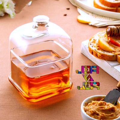 بانکه ظرف شیشه ای و تنقلات خوری عسل خوری مربع