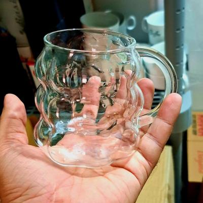 لیوان برفی دسته دار پیرکس وارداتی ماگ حبابی لیوان انگوری یک عددی