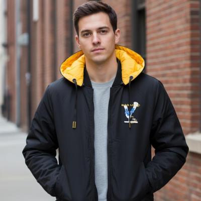 کاپشن 2رویه مردانه ضخیم خارجی رنگ زرد و مشکی