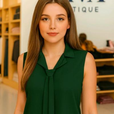 شومیز تاپ سبز زنانه مجلسی کراواتی