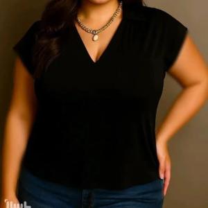 شومیز تاپ مشکی زنانه مجلسی آستین کوتاه