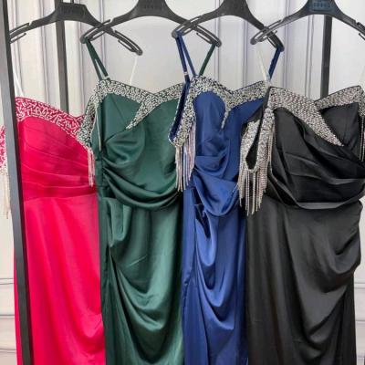 پیراهن مهمانی زنانه ساتن vin مدل ماکسی سوگل