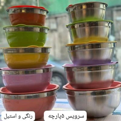 لگن در دار استیل با درب رنگی