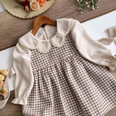 پیراهن دخترانه مجلسی عیدانه کرم