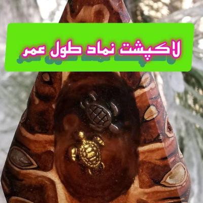 گردن آویز دست ساز اپوکسی کاج مدل نماد لاکپشت طرح کاج طبیعی کد 1367(ار