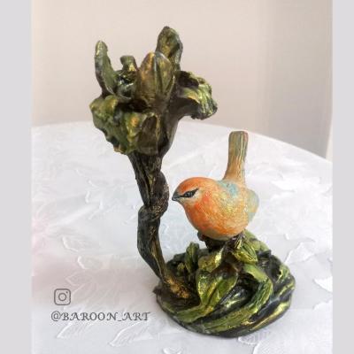 جاشمعی زیبای پرنده و بوته با نقاشی دست