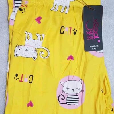 شلوار نخی گیاهی وارداتی طرح پیشی شلوار خانگی زنانه شلوار راحتی دخترانه