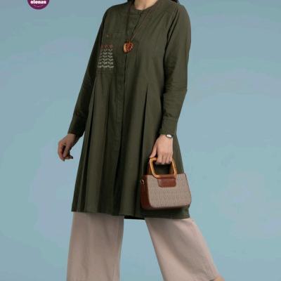 مانتو زنانه بلند نخی اداری دانشجویی گلدوزی ریما