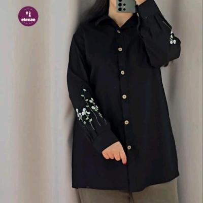 مانتو مشکی زنانه نخی گلدوزی شده سایز بزرگ