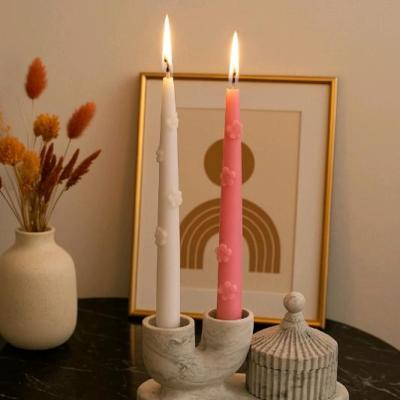 ست ظروف سنگی همراه با دوشمع سفید