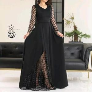 پیراهن مهمانی زنانه کرپ غواصی مدل ماهلین