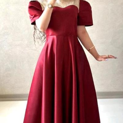 پیراهن مهمانی زنانه ساتن مدل دلوین