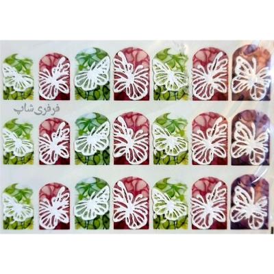 لنز ناخن طرح گل و پروانه نقش برجسته