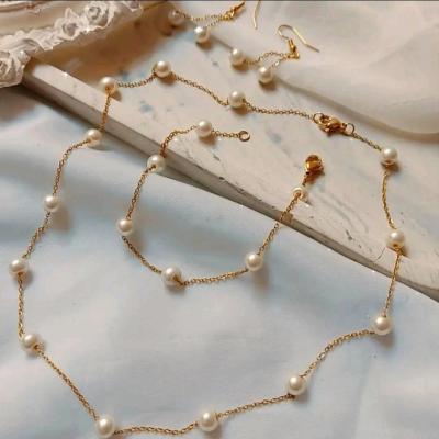 ست مروارید پرورشی اصل باگوشواره مدل توپی