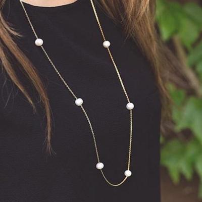 گردنبند بلند مروارید پرورشی ـ گردنبند رو مانتویی