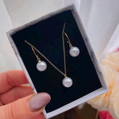 نیم ست مروارید پرورشی اصل - ست گردنبند و گوشواره مروارید