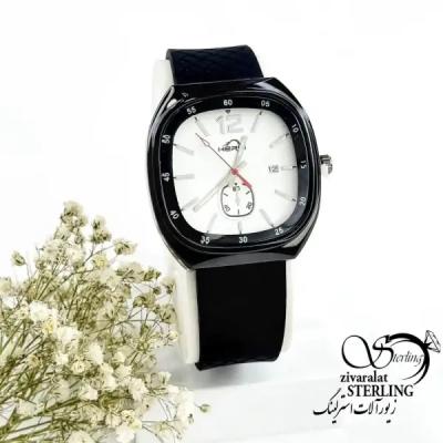 ساعت مشکی سیلیکونی صفحه سفید برند HERYI کد 19950