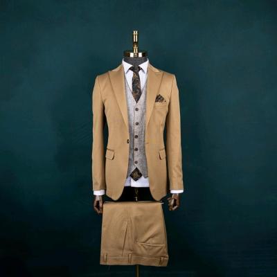 کت و شلوار و جلیقه دبل فیس مردانه کرم سرژه ترک با ارسال رایگان