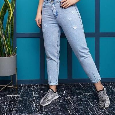 شلوار مام فیت زنانه و دخترانه رنگ آبی روشن