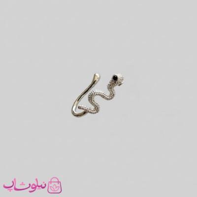 پیرسینگ فیک بینی یا گوش طرح مار نگیندار نقره ای کد 849