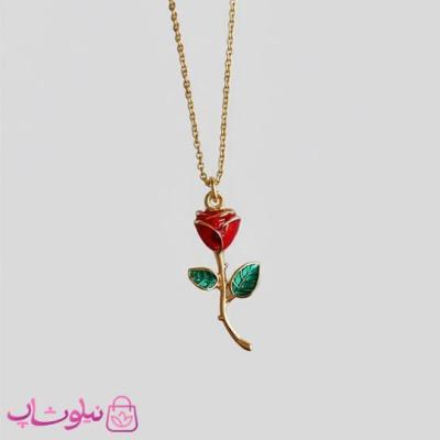 آویز ساعت زنانه ysx طرح گل رز قرمز کد 1191