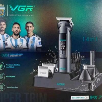 ست حرفه‌ای ماشین اصلاح VGR مدل V-096 با 14 قابلیت + طراحی ضدآب و صفحه