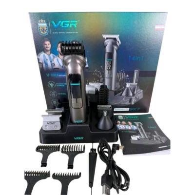 ماشین اصلاح همه‌کاره VGR V-096 | ست 14 کاره ضدآب با صفحه‌نمایش LED